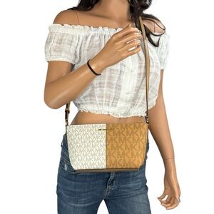 Michael Kors Jet Set Travel Small Shoulder Crossbody Bag MK Colorblock Brown
